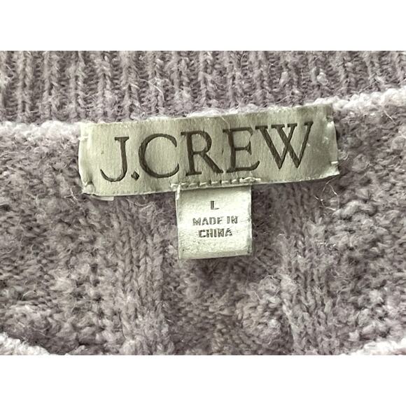 J Crew Sz L Cable Knit Sweater Lilac Alpaca Cottage Preppy Cozy Feminine Soft - Picture 12 of 14